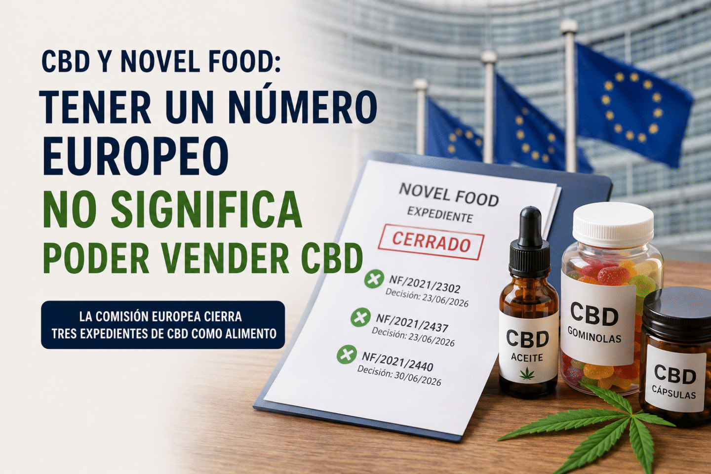 CBD Novel Food España: tener un número de expediente europeo no autoriza la venta de CBD como alimento.